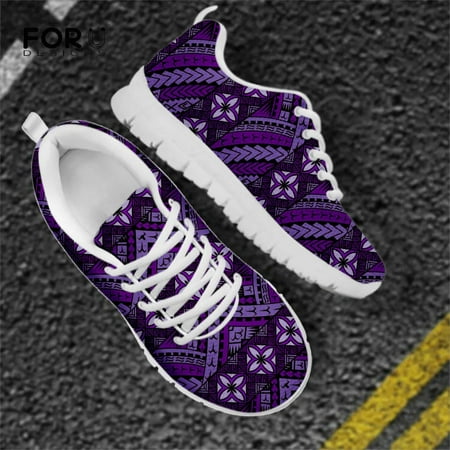 

Sneakers Women Polynesian Tribal Plumeria Woman Flats Ladies Shoes Mesh Lace Up Walk Sneaker Female Footwear Nursing Shoes