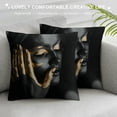 thumbnail image 3 of RUIYC Throw Pillow Covers Modern Black and Gold Lip Face African Women Ethnic Tribe Decorative Pillow Cases Home Decor Standard Square Pillowcases, 3 of 5