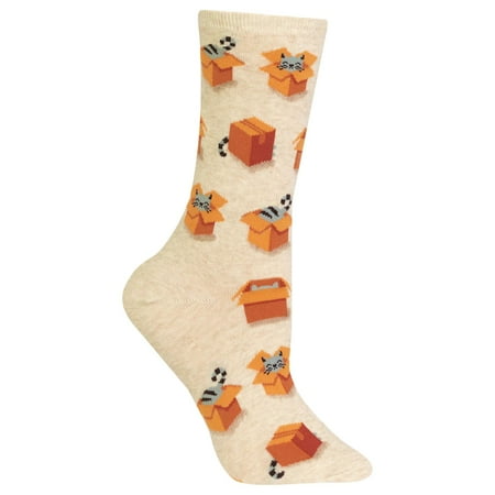 Hot Sox Womens Cats in Boxes Crew Socks