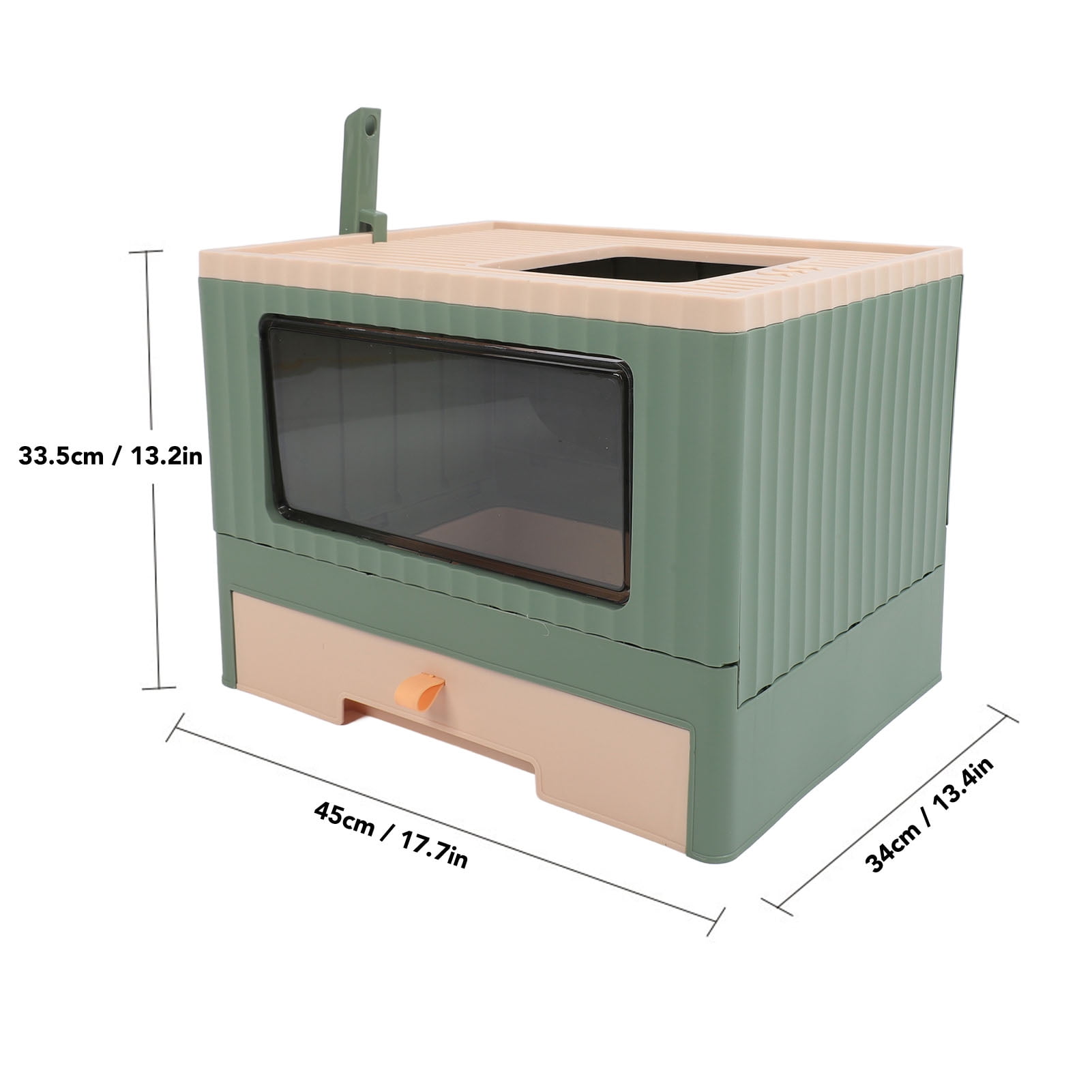 Mgaxyff Enclosed Cat Litter Box Large with Lid Cover&Litter Scoop Foldable Cat Toilet Cat Self-Grooming Side Panel w/ Easy Cleaning Tray