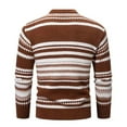 thumbnail image 3 of TFEOQRY Men's Crew Neck Striped Sweater Color Block Textured Long Sleeve Casual Pullover Fall Winter Warm Top Brown, 3 of 5