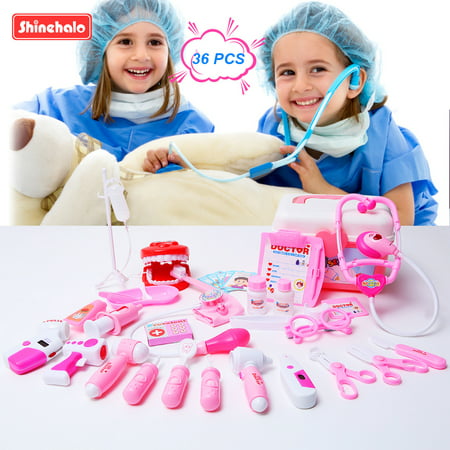 Shinehalo 36Pcs Doctor Play Kits Toys Hospital Pretend Role Play Sets for (Best Pretend Doctor Kit)