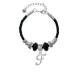 thumbnail image 2 of Delight Jewelry Silvertone Small Gelato Script Initial - F - Daughter Celtic Knot Leather Bead Bracelet, 7"+2" Extender, 2 of 4