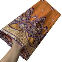 African Lace Fabric George Fabric Embroidery Nigerian Sequin Lace Fabric For Sewing Craft Textile Women Dress Orange 5 Yards/Piece