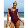 thumbnail image 5 of Charmo Womens Ruffle One Piece Swimsuits Ruched Tummy Control Monokini Bathing Suits, 5 of 6
