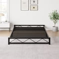 thumbnail image 3 of Low Bed Frame Twin Size with Wavy Pattern, 6 Inch Metal Platform Bed Frame with Steel Slat Support, Mattress Foundation, No Box Spring Needed, Easy Assembly, Black, 3 of 7