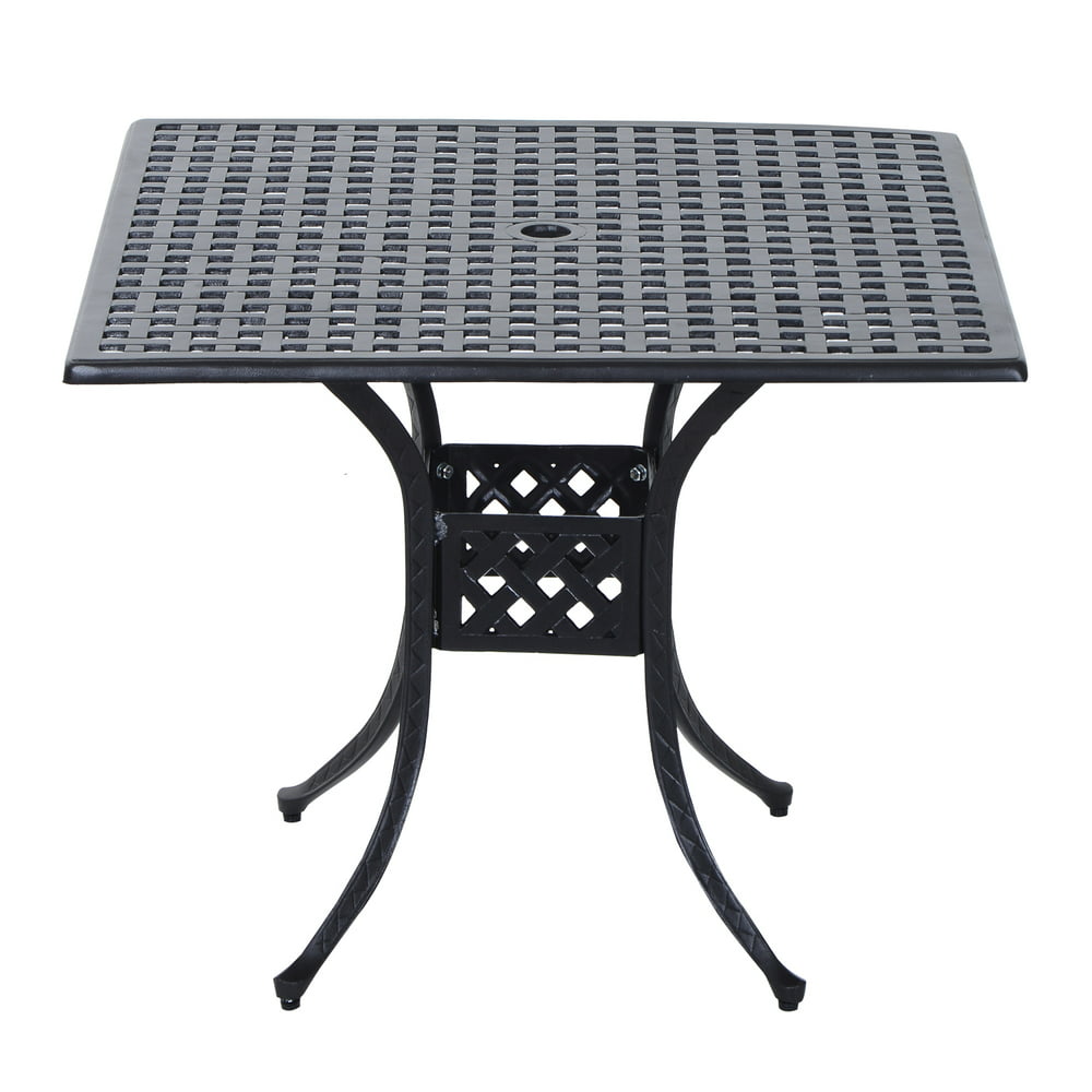 Outsunny 36" x 36" Square Metal Outdoor Patio Bistro Table with Center