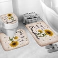 thumbnail image 4 of Juego de 4 cortinas de ducha con diseño de girasoles, estilo rústico, con diseño de mariposas y flores sobre madera, con alfombras, accesorios y 12 ganchos, 4 of 6