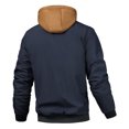 thumbnail image 5 of Men's Zipper Jacket, Casual Retro Long Sleeved Cardigan Jacket - Fake Two-piece Hooded Design for Autumn Winter Urban Fashion, Parties, and Christmas Celebrations,Navy,M, 5 of 8