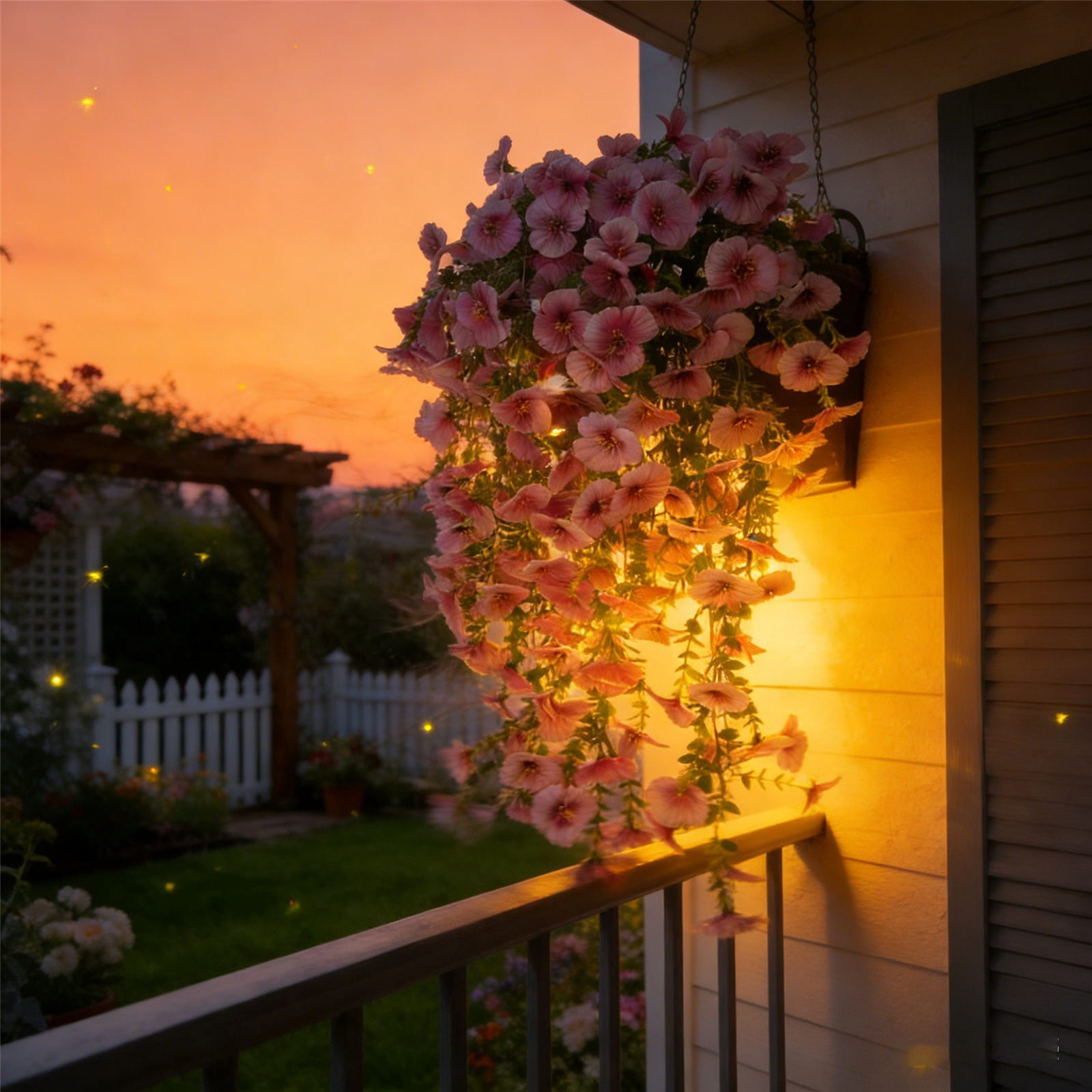 Artificial Hanging Vine Verdsylv 1 Vine Artificial Three Color Petunia - Faux Hanging Flowers for Outdoor Wall, Balcony, Violet Simulation Hanging Plant Decor, Faux Petunia Plant