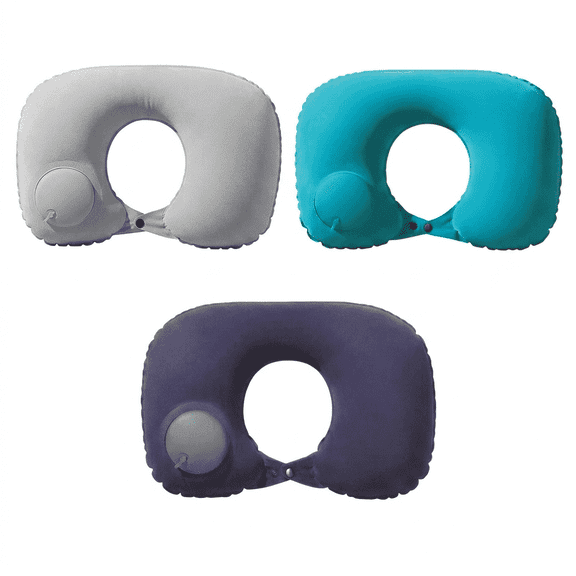 ROSEXIXI 3 Pack Travel Pillow Inflatable Neck Support with Built-in Pump U-Shaped for Airplane Camping Office