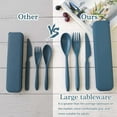 Large Travel Utensils with Case, 4 Pack Wheat Straw Flatware Reusable