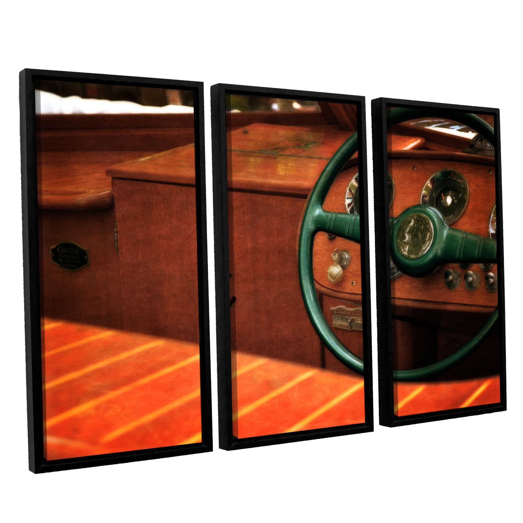 ArtWall Kevin Calkins "Chris Craft Interior" 3-Piece Floater Framed Canvas Set