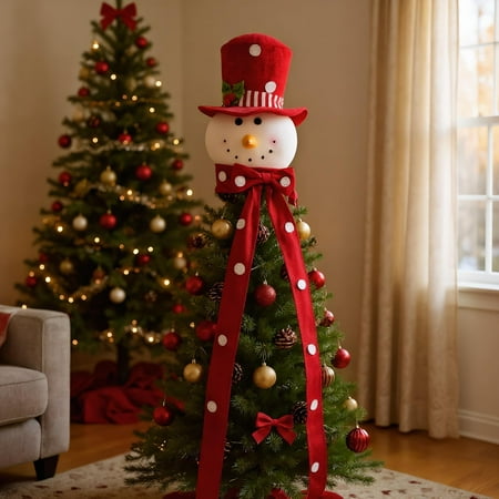 Dserhfy Snowman Tree Topper Plush Fabric Christmas Decoration with Festive Hat Soft Seasonal Accent for Holiday Home And Party Decor Dserhfy Snowman Tree Topper Plush Fabric Christmas Decoration with Festive Hat Soft Seasonal Accent for Holiday Home And Party Decor