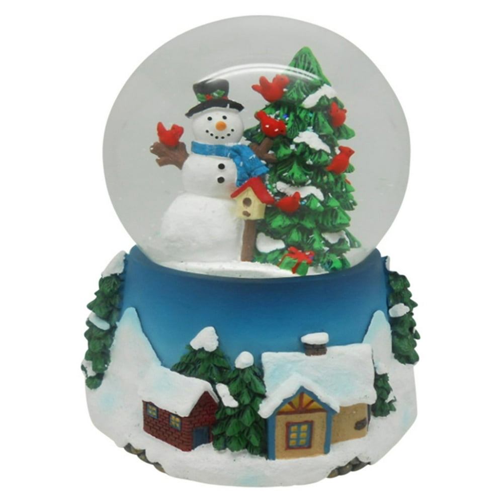 Northlight Musical Snowman and Rd Cardinals Christmas Tree Water Globe ...