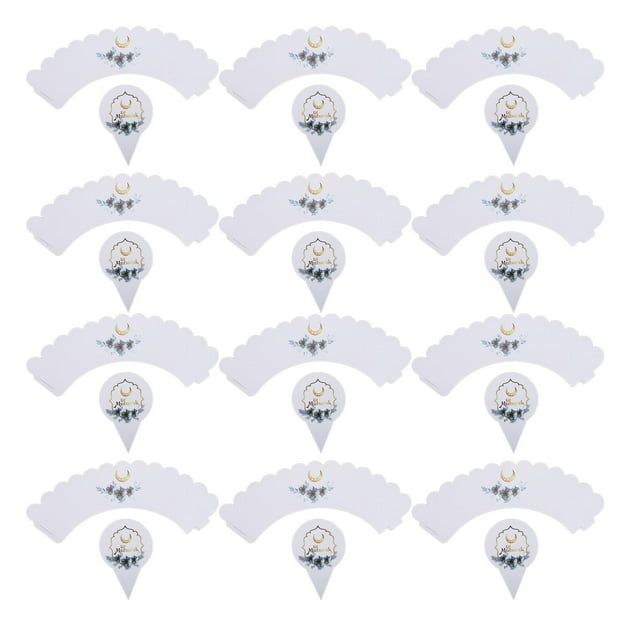 Cupcake Packaging Decoration,12Pcs Paper Card Ramadan Paper Card Cupcake Paper Card Future-Proof Design
