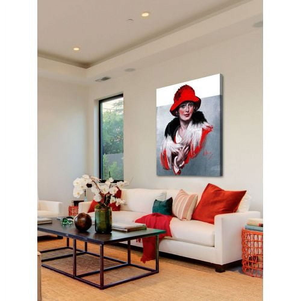 "Woman in Red Hat" Painting Print on Wrapped Canvas