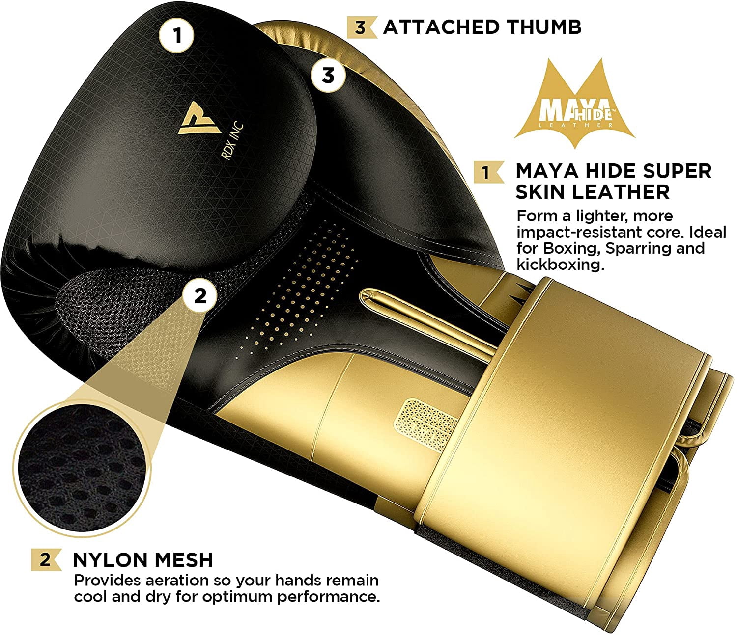 RDX Boxing Gloves for Training Muay Thai Mitts Maya Hide Leather MARK PRO Glove for Sparring, Kickboxing, Fighting, Punch Bags, Focus Pads, Double End Ball Punching