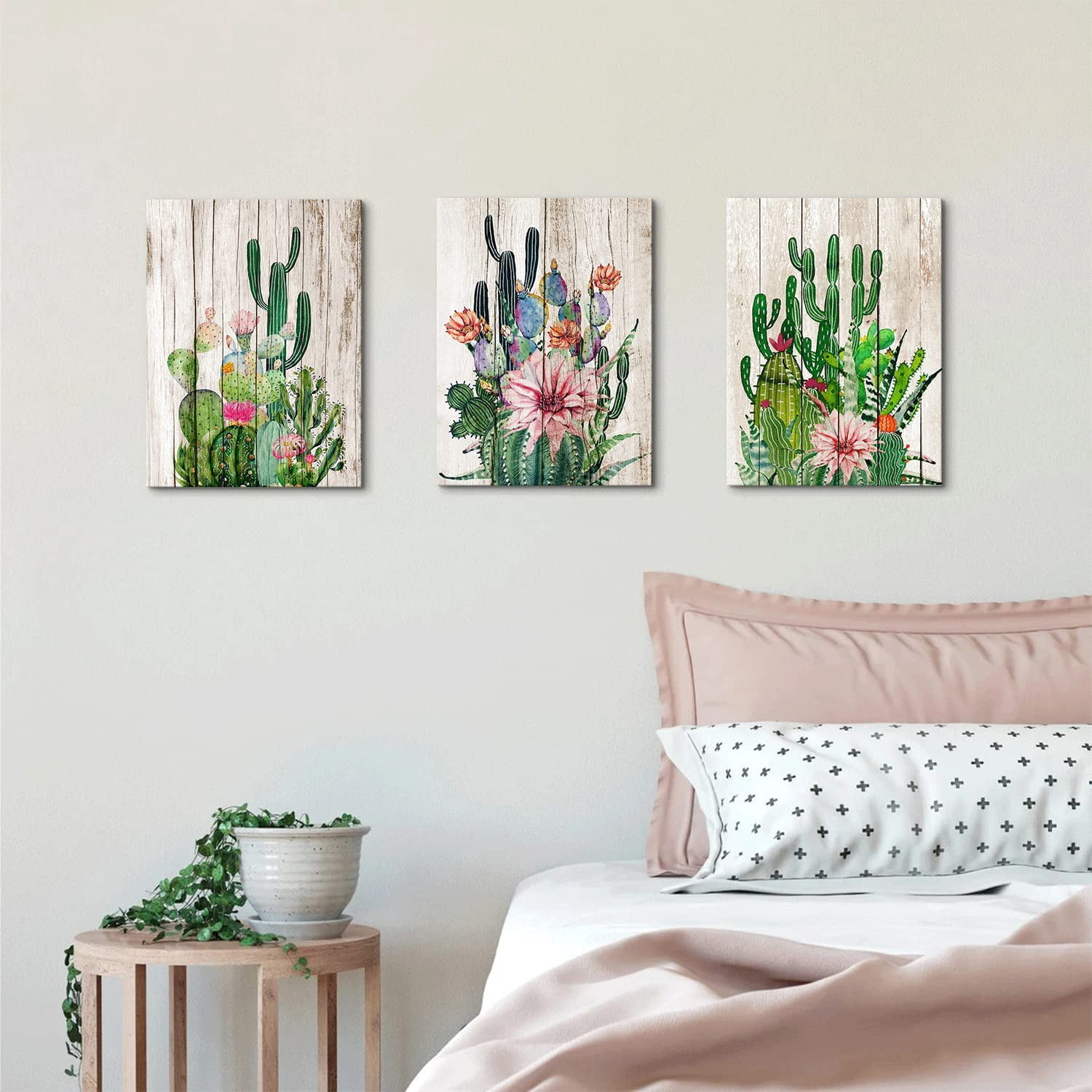 ROSE ONLY Cactus Flower Canvas Art - Wooden Framed Wall Decor, 24x36 Inches, Ready To Hang