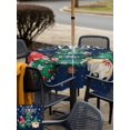 thumbnail image 4 of Outdoor Tablecloth with Umbrella Hole and Zipper, Christmas Trees Winter Square Table Cloth 60x60 Inch Waterproof Tablecloth, Xmas Green Gnomes Snowflake Picnic Table Cover for Patio Camping, 4 of 7