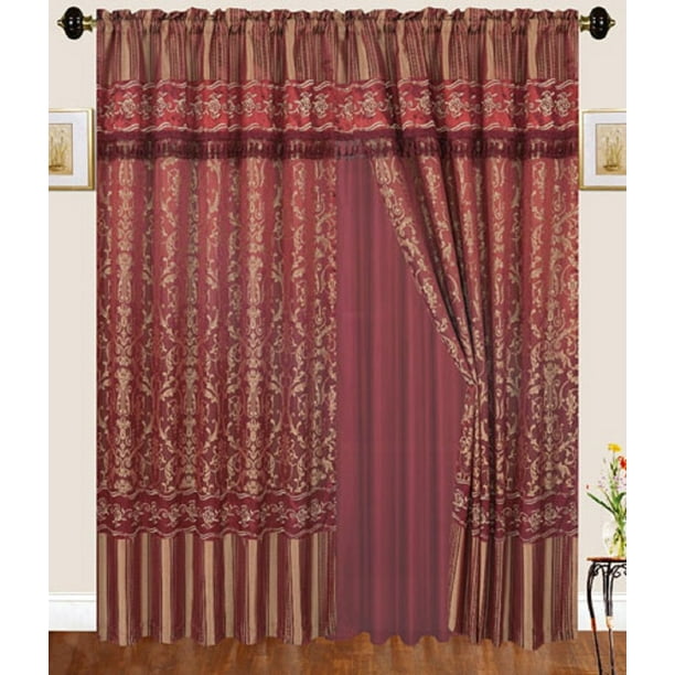 Luxury Jacquard Burdy Gold Curtains, Gold Curtain Panels