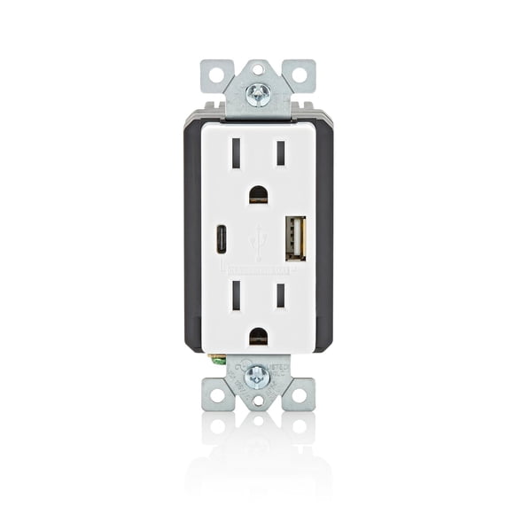 Enchufe eléctrico Leviton T5638-W Cargador USB tipo A/C de 18 W