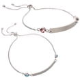 thumbnail image 2 of KAKOWELY 2 pulseras a juego para parejas: pulseras ajustables de acero inoxidable con dije de diamantes de imitación. Pulseras a juego para mujeres y hombres., 2 of 4