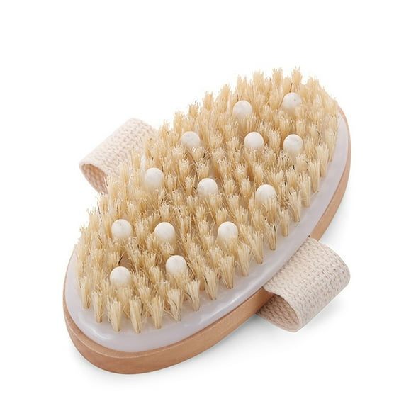 Massage Body Brush Wet or Dry Brushing Body Exfoliating Bath Brush Natural Bristles Cellulite Shower Brush for Removing Dead Skin Cellulite Lymph Lymphatic Drainage