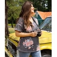 thumbnail image 2 of CASSIE LIZ Plus Size Tops 3X Summer Short Sleeve Shirts Womens Gray Floral Blouses Cute Ladies V Neck Tee Tunic Dressy Pullover 3XL 22W 24W, 2 of 5