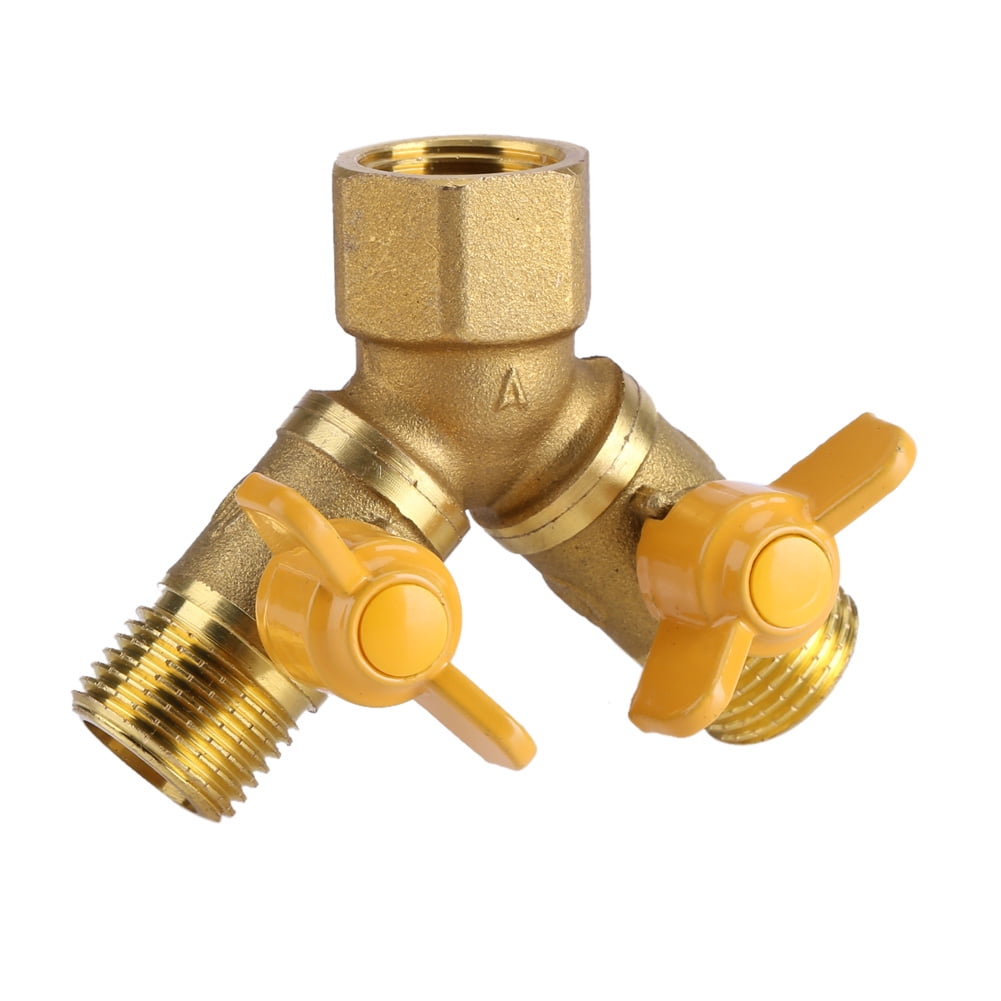 HERCHR Hose Splitter, Brass Body Backyard 2 Way Y Valve Garden Hose