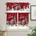 thumbnail image 2 of Christmas Tree Truck Kitchen Curtains and Valances Set, Winter Candle Snowflakes Red Rod Pocket Window Valance 18 Inch Window Curtain Panels for Living Room Bedroom Laundry, 27.5x36in, 3 Pieces, 2 of 7