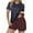 Red, variant on Simua Pajamas Sets for Women Casual Summer Lounge Sets Short Sleeve V-neck T-shirts and Plaid Shorts Sleepwear 2 Piece Pjs Sets