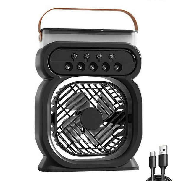 Portable Air Conditioner Misting Fan Mini Evaporative Air Cooler for Home, Office & Bedroom, 7-Color LED & 360 Cooling, USB Rechargeable