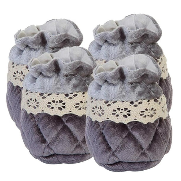 4 piezas de calcetines de tela antideslizantes para piernas y protectores de suelo gris