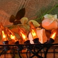 thumbnail image 4 of Halloween Decorations - Indoor and Outdoor Flickering Flame String Lights, 27.8ft C7 Vintage Flickering Flame String Lights, Orange String Lights with 25 Orange Clear Flame Bulbs (E12 Bulbs, Black Wi, 4 of 10