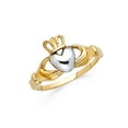 thumbnail image 1 of Solid 14k White and Yellow Gold Two Tone Celtic Claddagh Friendship Ring Size 7, 1 of 2