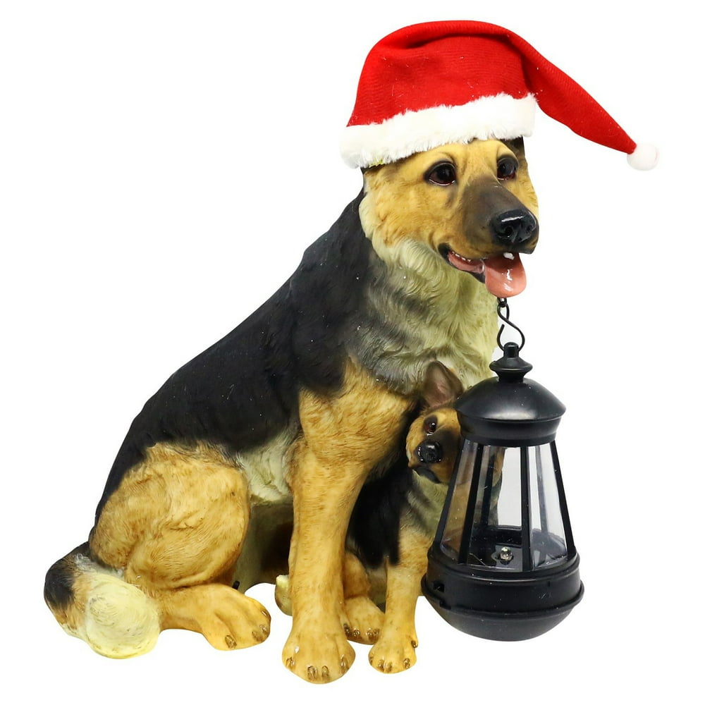 Alpine Solar Christmas German Shepherd w/ Motion Sensored Bark, 12 Inch