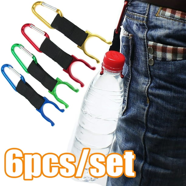 Aofa 6Pcs Portable Carabiner Water Bottle Drink Buckle Hook Holder Clip Key  Chain Ring Hanging Water Bottle Holder for Camping Hiking Traveling 