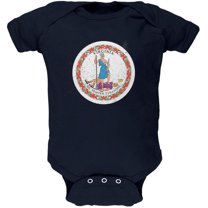 Born and Raised Virginia State Flag Soft Baby One Piece Navy 3-6 M