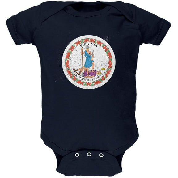 Born and Raised Virginia State Flag Soft Baby One Piece Navy 3-6 M