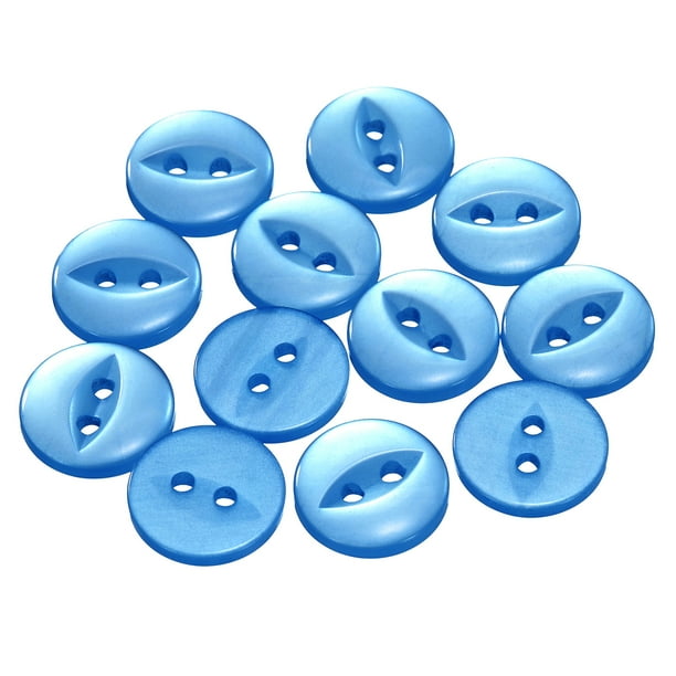 Uxcell 12 piezas 20L botones de costura redondos azul zafiro 12.5mm 1/2" resina 2 agujeros botón de ojo de pez para decoración de manualidades
