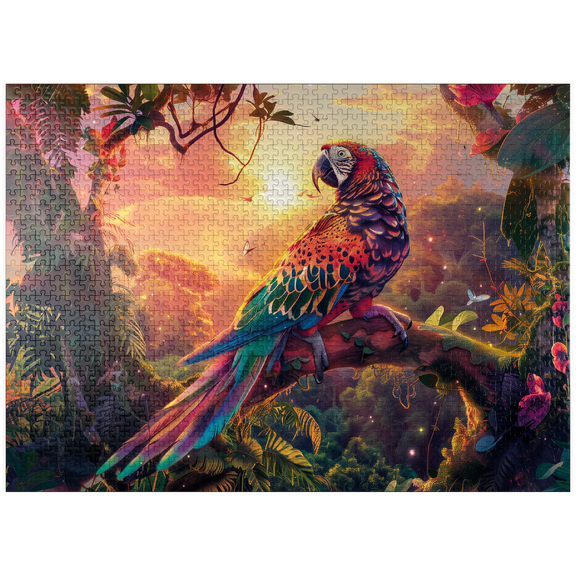 MyPuzzle - Leopard Parrot - Fantasy Animal In The Colorful Jungle - Premium 1000 Piece Jigsaw Puzzle for Adults