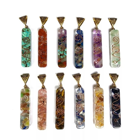 QQTDFG 6pcs Mix Charka Stone Orgonite Pendants Energy Chakra Reiki Healing Amulet-default