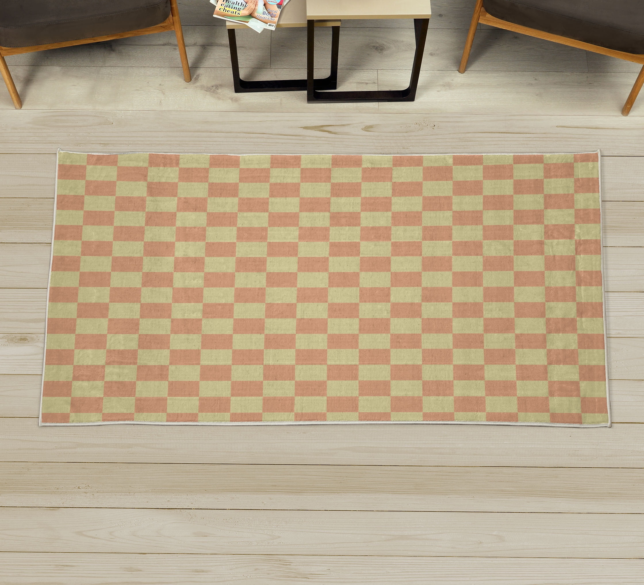 Checkers Game Decorative Rug, Geometric Grid Style Monochrome Squares ...