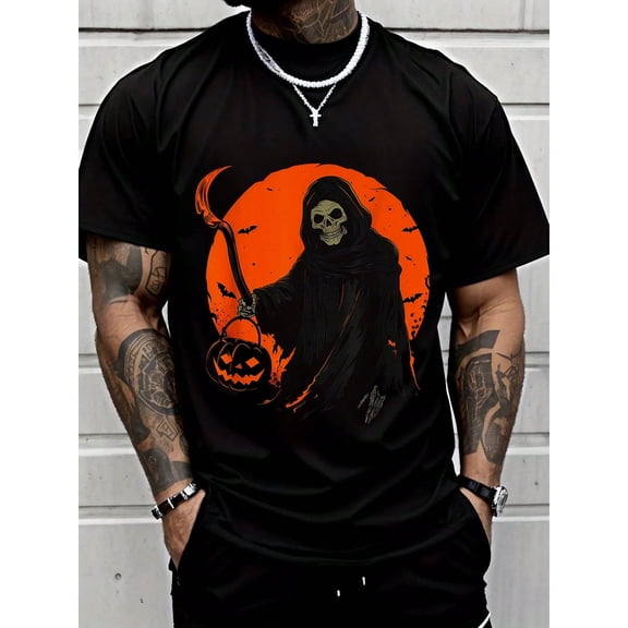 100% Cotton Trick Or Treat Halloween Costume Ghost Pumpkin Basket Bats T-Shirt Summer Men Halloween T-Shirt