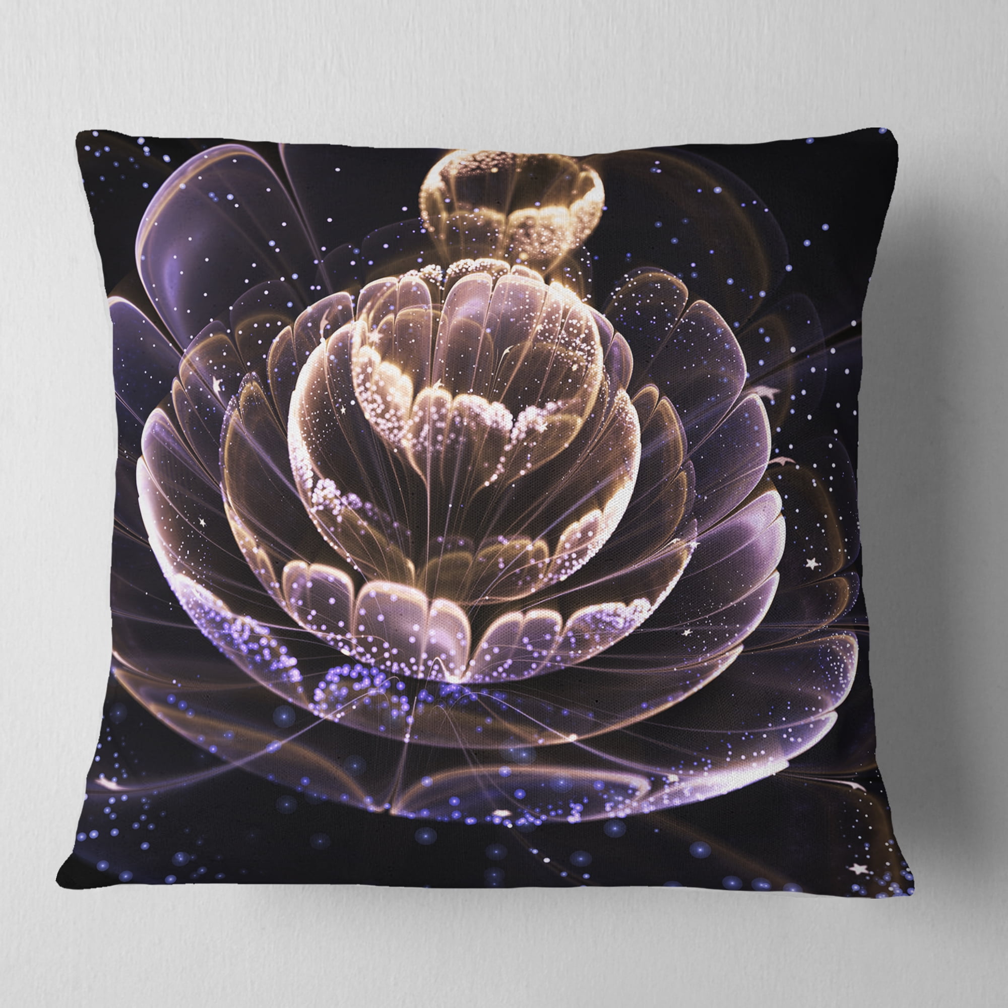 Designart Purple Ideal Fractal Flower with Pollen - Floral Throw Pillow - 18x18