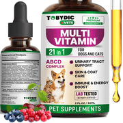 Cat & Dog Multivitamin - 21 n 1 Pet Supplement with Cranberry & Glucosamine - Support for Urinary Tract Health, Bladder, Kidney, Skin & Coat and Joints