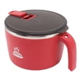 thumbnail image 2 of Tazón de fideos instantáneos de acero inoxidable con tapa y drenaje, soporte para teléfono, para dormitorio y oficina, 1300 ml, gran capacidad, color rojo, 2 of 14