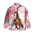thumbnail image 4 of Uorisanigo Girls Half Zipper Sweatshirts Oversized Long Sleeve Lapel Zipper Sweatshirts Drop Shoulder Cherry Blossom Horse Cropped Pullover Hoodies for Teen Girl Athletic Outerwear, 4 of 7