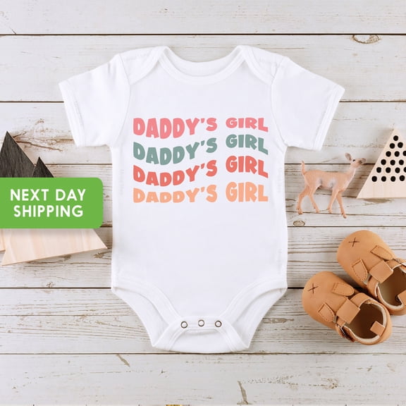 Bella Canvas with Daddy'S Girl Baby One Piece, Retro Daddy'S Girl Romper, Short Sleeve, Daddys Girl Outfit, Father'S Day, Newborn For Girls Cool Baby Clothing, Cute Baby Boy or Girl Bodysuit Gift